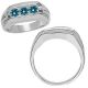 Blue Diamond Designer 3 Stone Mens Man Engagement Ring 14K Gold