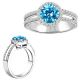 BlueTopaz GemStone Halo Ladies 14K Gold Engagement Ring