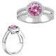 Pink Topaz Gem Stone Halo Ladies 14K Gold Promises Ring