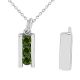 Green Diamond 3 Three Stone Channel Slider Pendant Chain 14K Gold