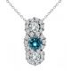 Blue Diamond 3 Three Stone Cluster Pendant 18