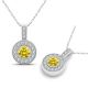 Yellow Real Diamond  Fancy Channel Halo Pendant Chain 14k Gold