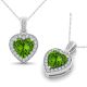 Peridot Halo Heart Valentine Gemstone Pendant Necklace  18