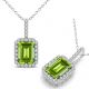 Peridot  Emerald Gem Birth Stone Pendant Necklace 14K Gold 18