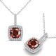 Garnet Halo Cushion Gem Birth Stone Pendant Necklace 14K Gold 18