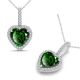 Emerald Halo Heart Love Gem Birth Stone Pendant Necklace 14K Gold 18