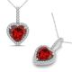 Garnet Halo Heart Love Gem Birth Stone Pendant Necklace 14K Gold 18