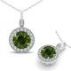 Green Real Diamond Halo Channel Pendant Necklace Chain 14K Gold