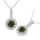 Green Real Diamond Fancy Halo Necklace Pendant With Chain 14K Gold