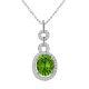 Peridot Halo Oval Gem Birth Stone Pendant Necklace 14K Gold 18