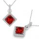 Garnet Halo Square Gem Birth Stone Pendant Necklace 14K Gold 18