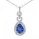 Sapphire Halo Pear Gem Birth Stone Pendant 18