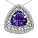 Amethyst Halo Trillion Gem Birth Stone Pendant 18