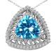 Blue Topaz Halo Trillion Gem Birth Stone Pendant 18