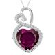 Alexandrite Halo Double Heart Love Pendant Necklace 14K Gold 18