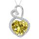 Citrine Halo Double Heart Love Pendant Necklace 14K Gold 18