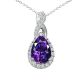 Amethyst Halo Infinity Pear Gem Birth Stone Pendant Chain