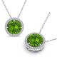 Peridot Halo  Round Gem Birth Stone Pendant Necklace 14K Gold 18