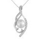 White Cultured Fancy Pearl Pendant Nacklace 18 Inch Chain 14K Gold