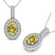 Citrine Halo Oval Gem Birth Stone Pendant Necklace 14K Gold 18