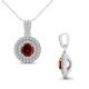 Red Real Diamond Double Halo Necklace Pendant Chain 14K Gold