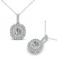 G-H Real Diamond Double Halo Cushion Pendant Chain 14k Gold