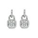 G-H Diamond Fancy Lock Drop Hoop Dangling Pair Earrings 14K Gold