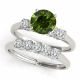 Green Diamond Beautiful Styled Split Shank Ring Band 14K Gold