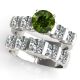 Green Diamond Brilliant Cut Claw Set Wedding Ring Band 14K Gold