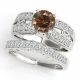 Champagne Real Diamond Antique Multi-Row Engagement Ring Band 14K Gold