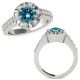 Blue Diamond Solitaire Halo Engagement Ring Set 14K Gold