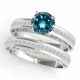 0.5 Carat Blue Real Diamond Unique Channel Set Engagement Ladies Ring Band 14K Gold