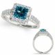 1.75 Carat Blue Diamond Classically Princess Halo Wedding Ring 14K Gold