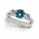 1.75 Carat Blue Diamond Antique Three Stone Engagement Ring 14K Gold