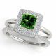 Green Diamond Precious Cushion Engagement Bridal Ring 14K Gold