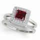 Red Diamond Precious Cushion Engagement Bridal Ring 14K Gold