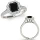 1.4 Carat Black Real Princess-Square Diamond Fancy Cluster Halo Ring 14K Gold