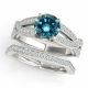 Blue Diamond Unique Multi-Row Engagement Ring Band 14K Gold