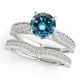 Blue Real Diamond Authentix Solitaire Wedding Ring Band 14K Gold