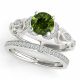 Green Real Diamond Fancy Antique Design Solitaire Ring Band 14K Gold