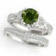 Green Real Diamond Beautiful Filigree Engagement Ring Band 14K Gold