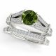 Green Real Diamond Multi-Row Solitaire Bridal Ring Band 14K Gold