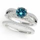 Blue Diamond  Fancy Split Shank Engagement Ring Band 14K Gold