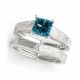 Blue Diamond Lovely Fine Trellis Engagement Ring 14K Gold