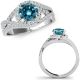 Blue Diamond Fancy Halo Infinity Engagement Ring Set