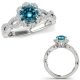 1.5 Carat Blue Real Diamond Fancy Halo Infinity Engagement Bridal Ring 14K Gold