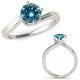 Blue Real Diamond Simple Solitaire Anniversary Ring 14K Gold