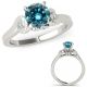 Blue Real Diamond Solitaire Engagement Promise Ring 14K Gold