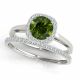 0.75 Carat Green Diamond  Halo Engagement Round Ladies Ring Band 14K Gold