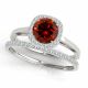 0.75 Carat Red Diamond  Halo Engagement Round Ladies Ring Band 14K Gold